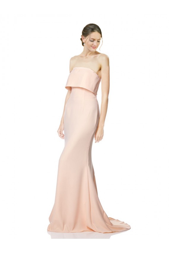 Sleeveless Stretch Crepe Mermaid High Neck Nude Prom Dress Canada Store